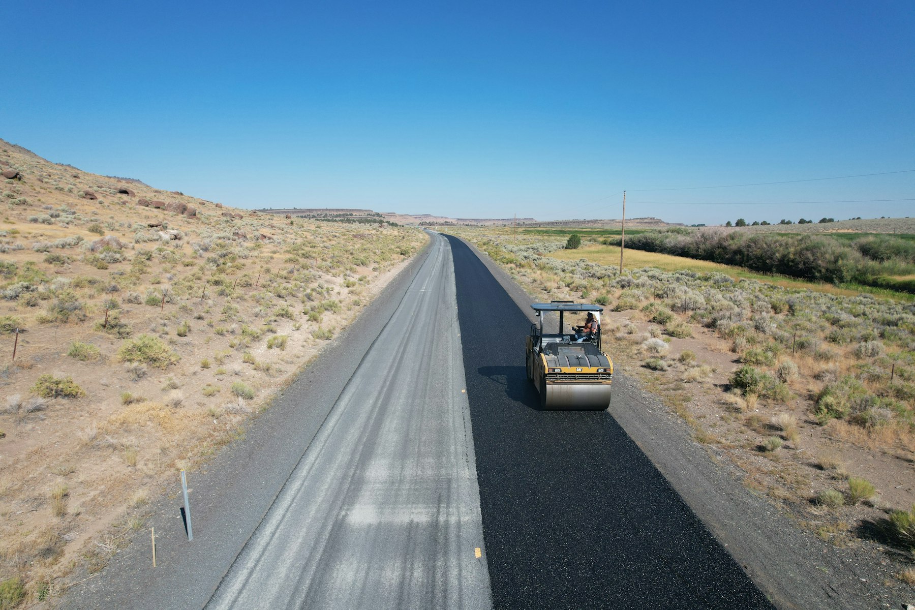 Highway resurfacing illustrating road engineering